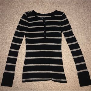 Old Navy XS Black & Silver Stripe Long Sleeve